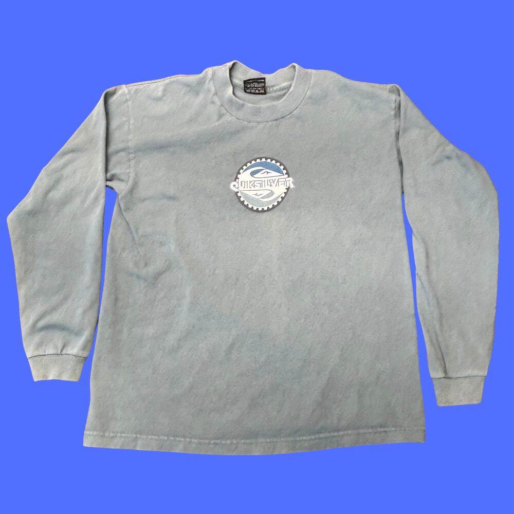 Vintage Quiksilver Shirt Boys Medium Made in USA Blue Gray USA Skate Surf